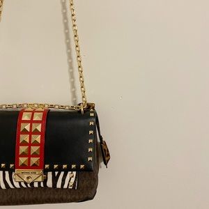 Gold Studded Michael Kors Purse with Gold Chain